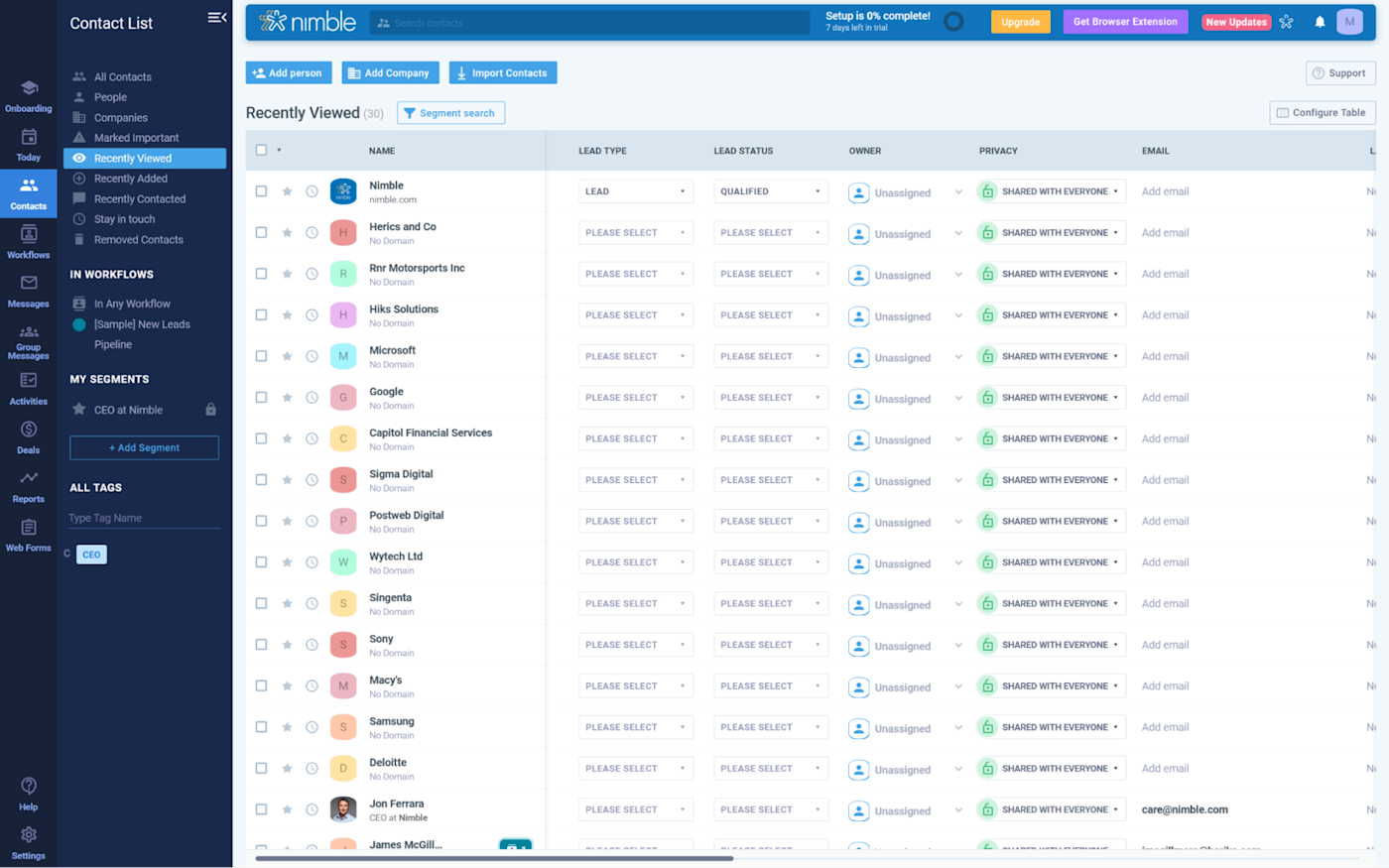 CRM Interface